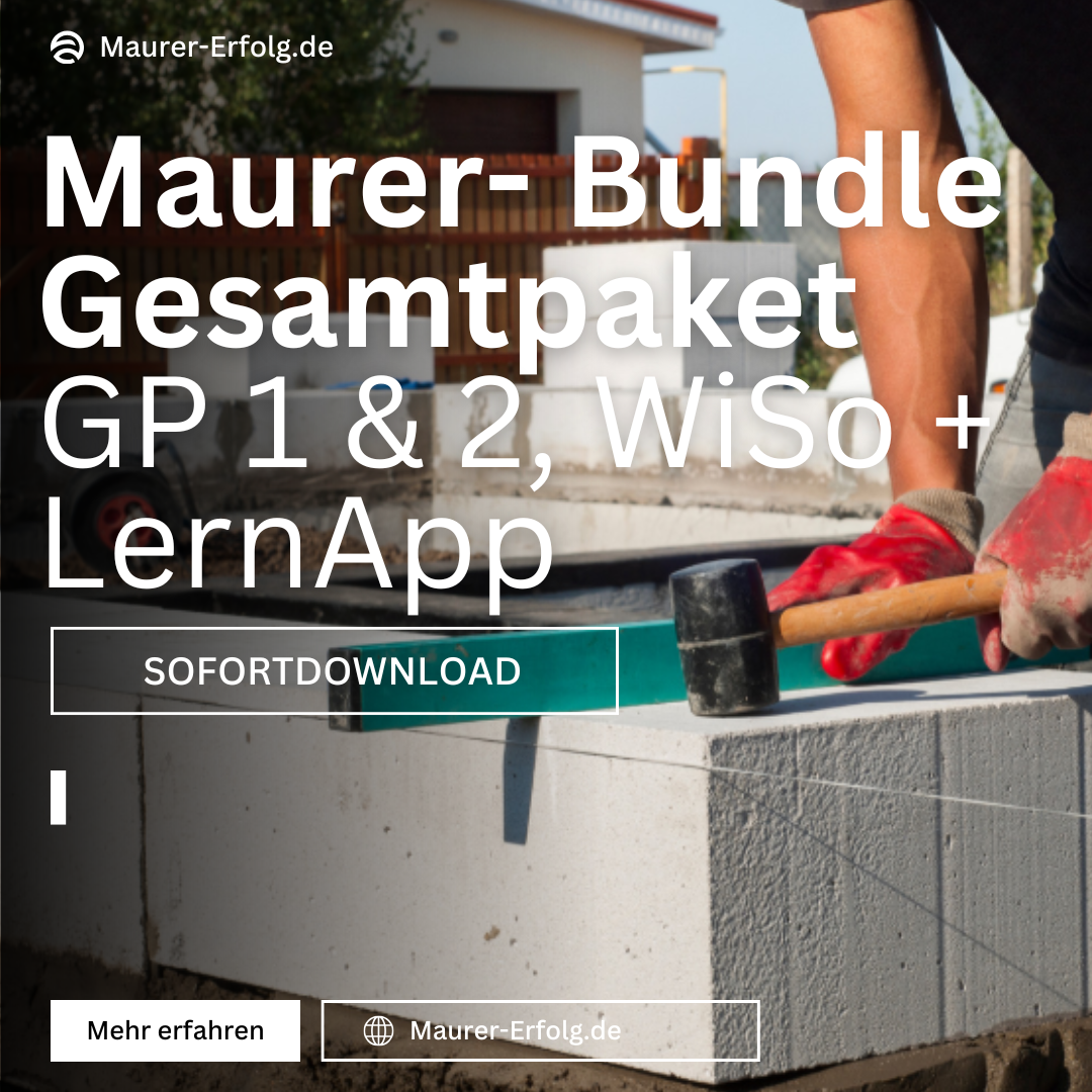 Maurer Prüfungs-Bundle mit GP1, GP2, WiSo und Trainer-App