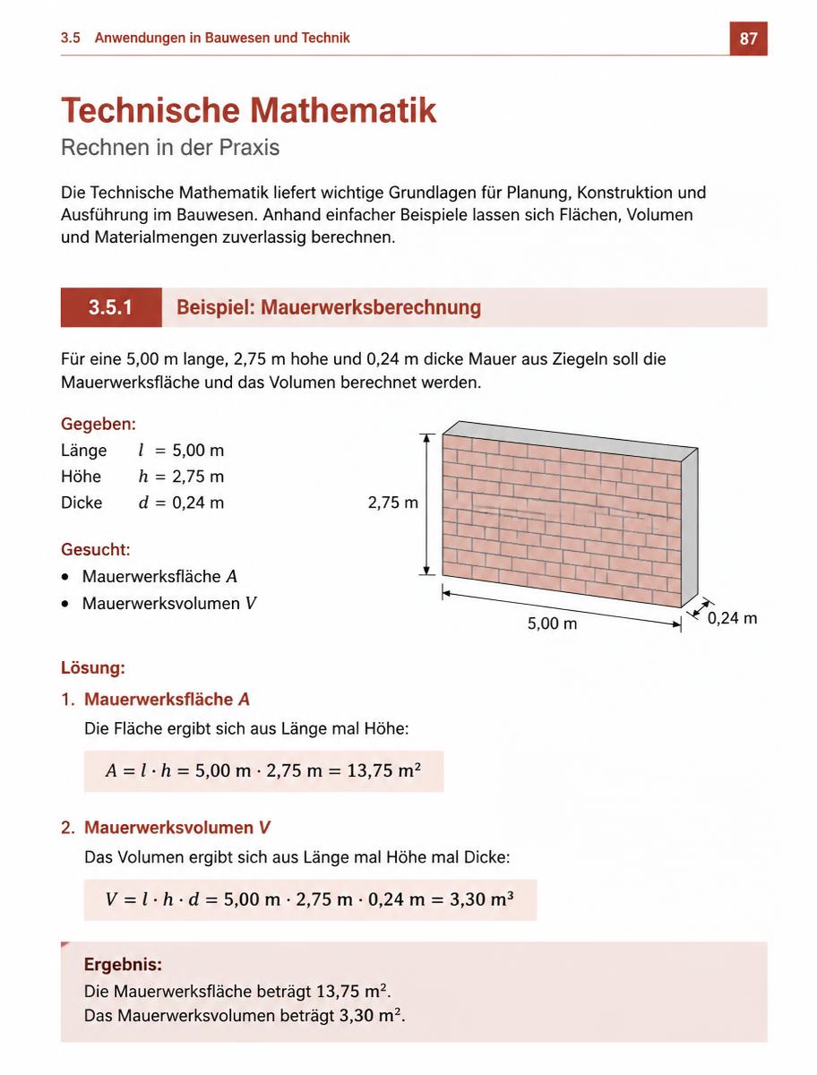 Technische Mathematik mit Rechenweg